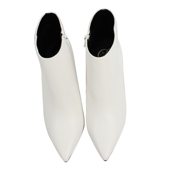 White Faux Leather Pointy Toe 3 1/4" heel ankle - Picture 6 of 6